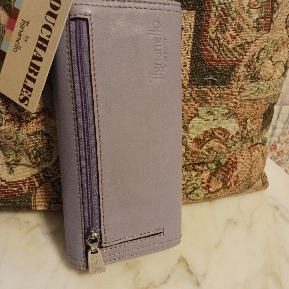 NWT Tignanello Long Wallet, Purple Leather Touchables Bag - Picture 3 of 9